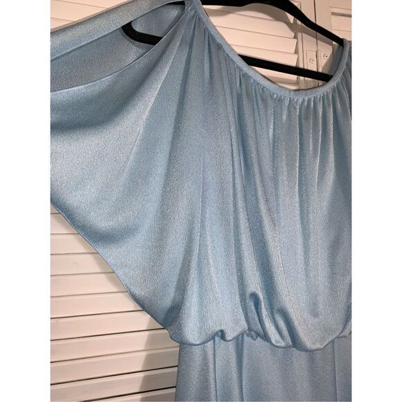 Vintage 70’s Powder Blue Chiffon Dress Small USA - Picture 5 of 14